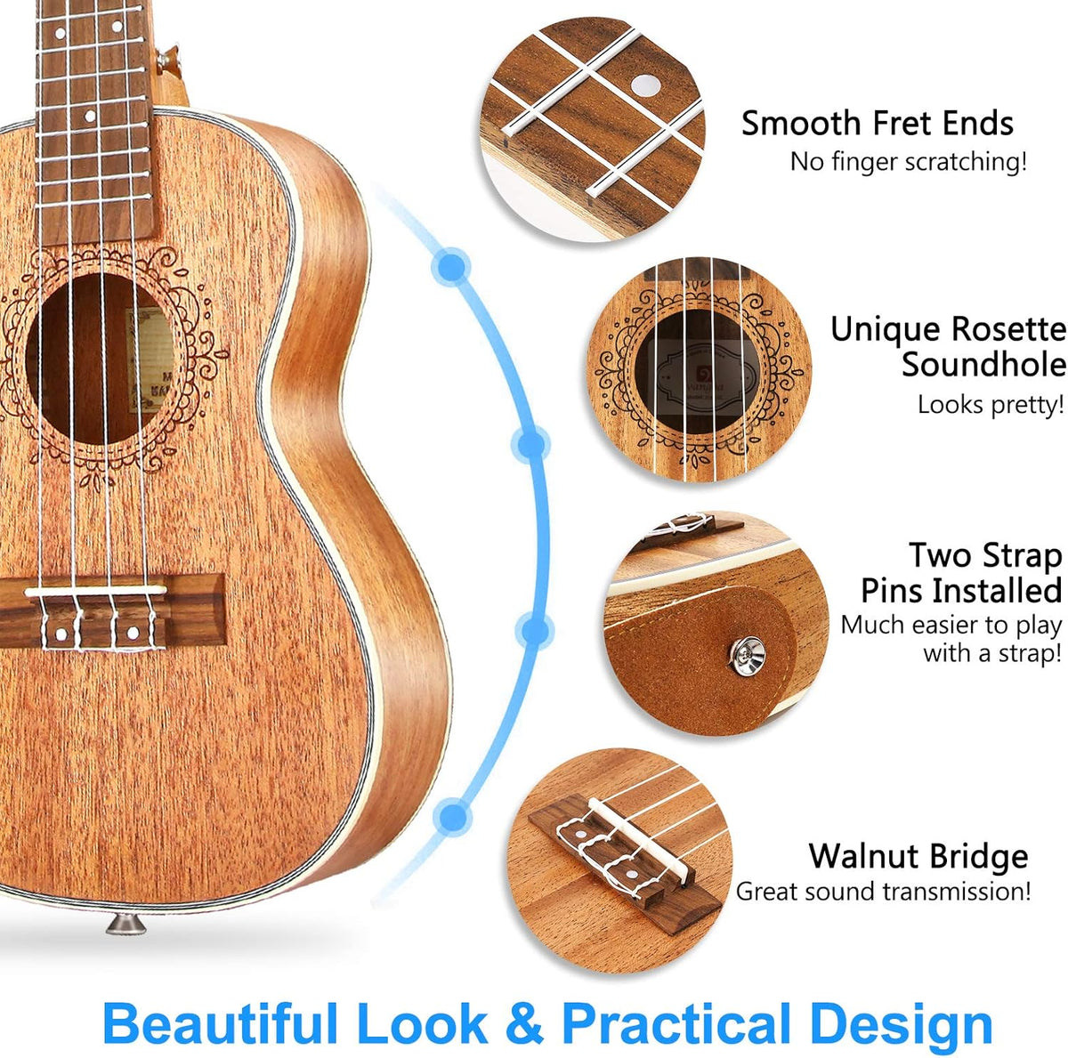 Mahogany 23 inch Concert Ukulele and Electric Acoustic Tenor Ukulele Bundle M33206