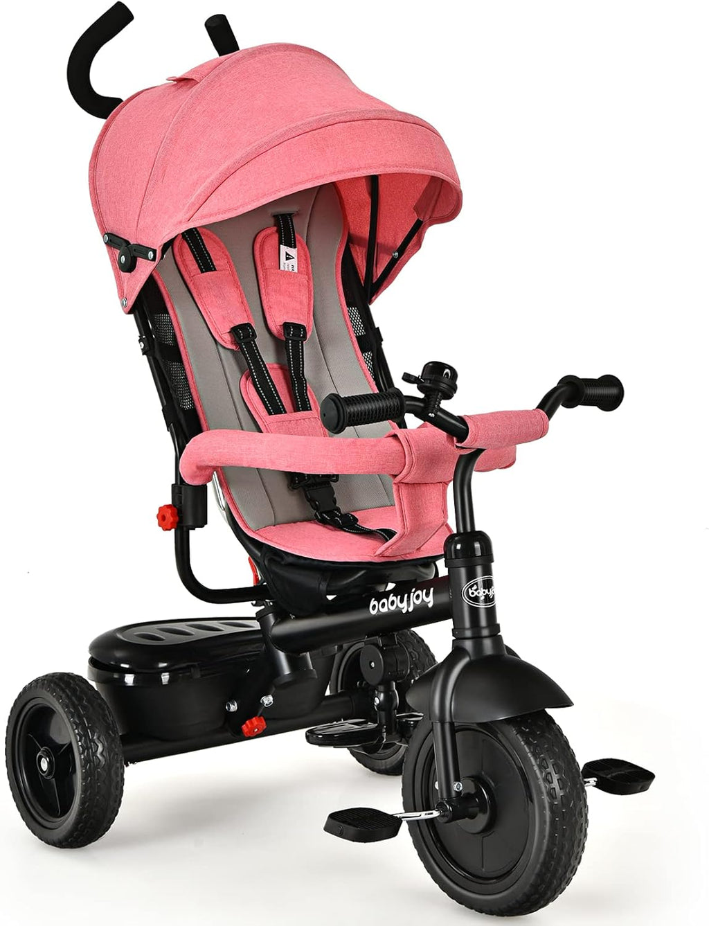 4-in-1 Toddler Tricycle with Push Handle and Canopy W698