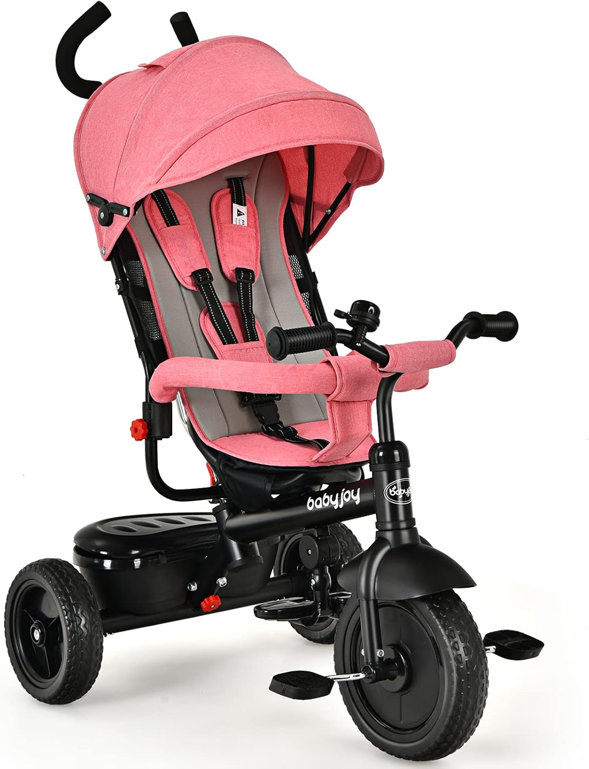 4-in-1 Toddler Tricycle with Push Handle and Canopy W698