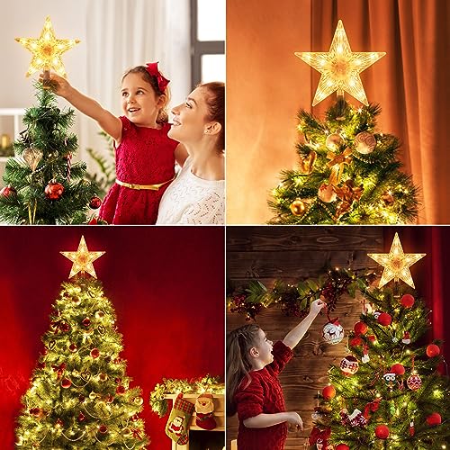 Christmas Tree Topper Star Lighted Bethlehem Hexagram 3D Pentagram Built-in 10 Bulbs Plug in I5528
