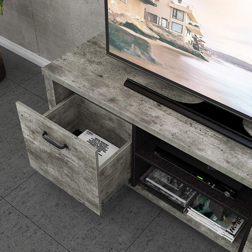 Light Grey Wood TV Stand with Two Drawers B436949