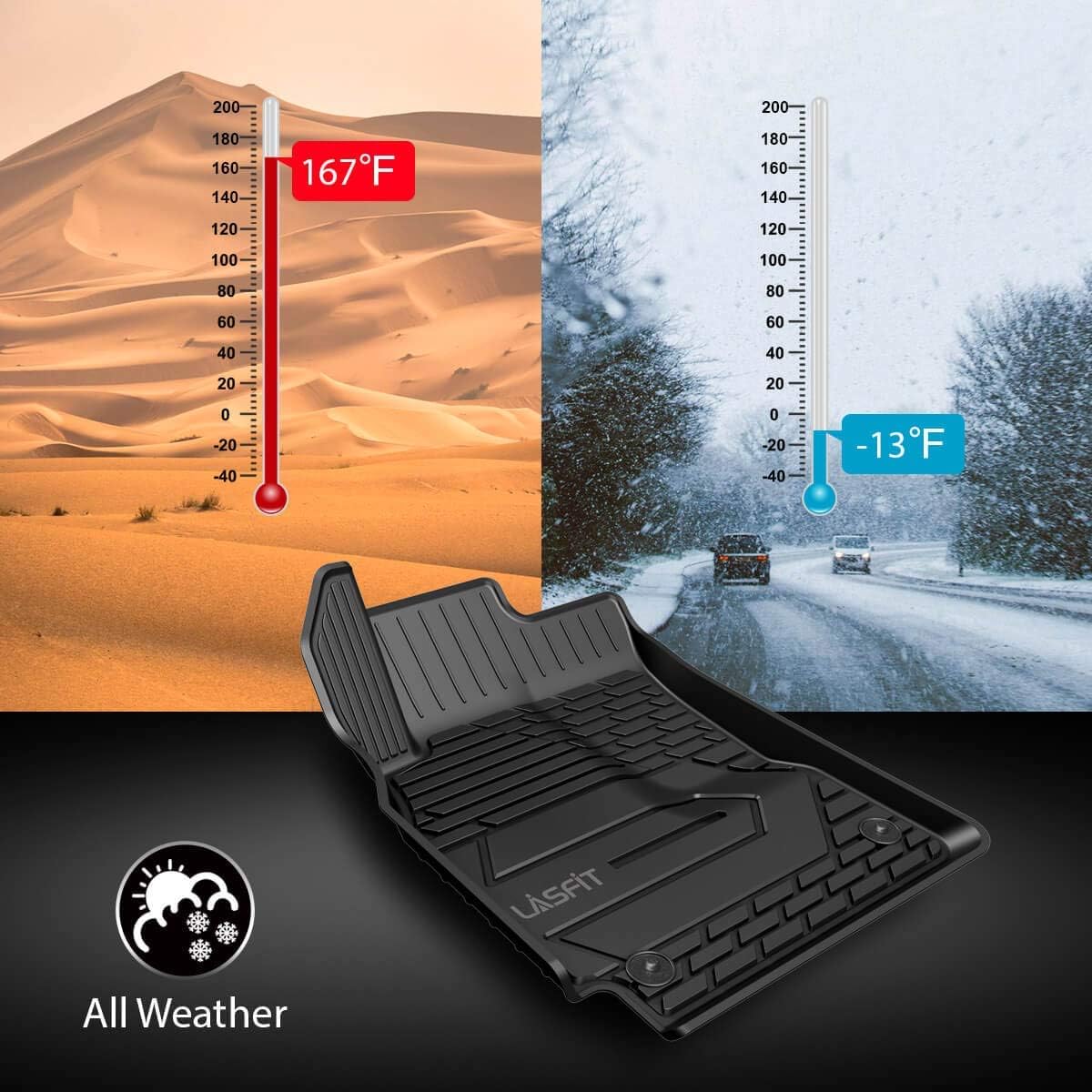 Black All Weather TPE Car Floor Mats W99243