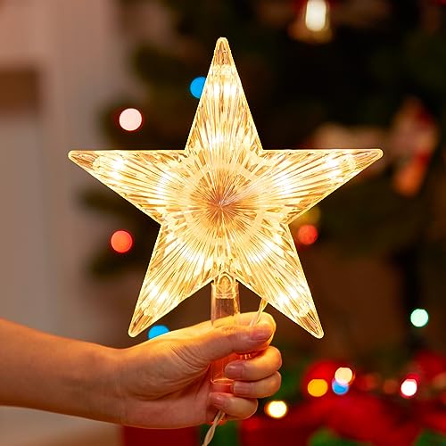 Christmas Tree Topper Star Lighted Bethlehem Hexagram 3D Pentagram Built-in 10 Bulbs Plug in I5528