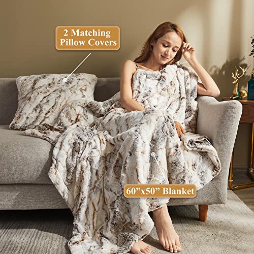 Marble Light Grey 50x60 Faux Fur Throw Blanket Z75636