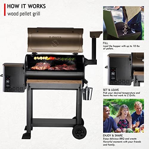 Pellet Grill Smoker with PID Controller, LCD Screen, 2 Meat Probes, Storage Cabinet, 697 sq in Cooking Area, Rain Cover, Bronze T125