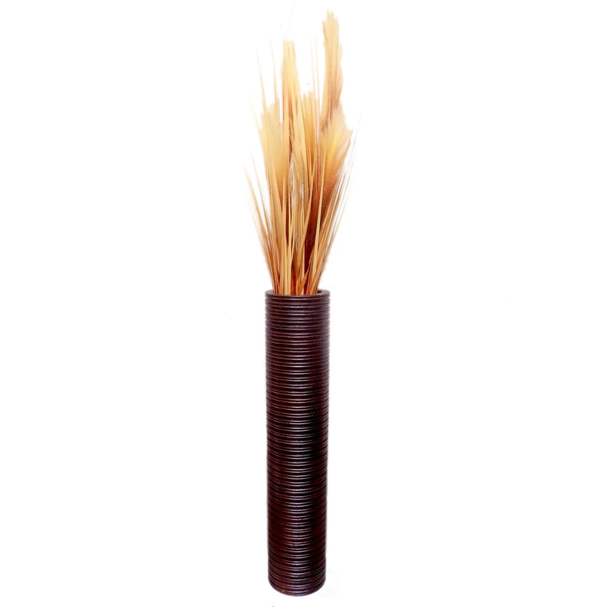 Brown Mango Wood Cylinder Vase G4414