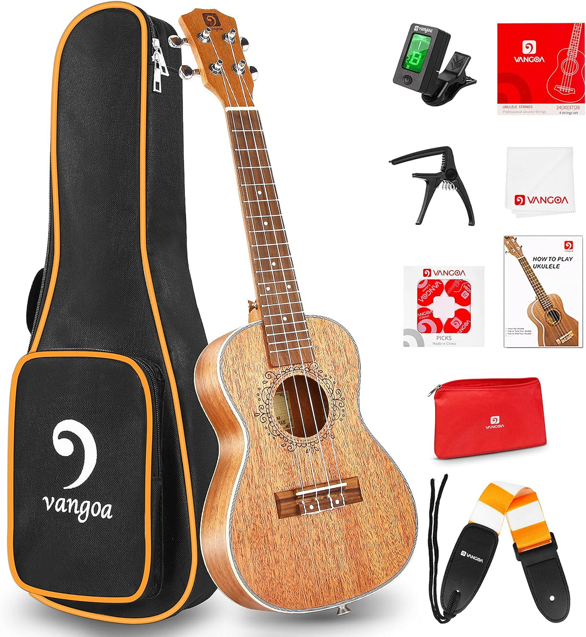 Mahogany 23 inch Concert Ukulele and Electric Acoustic Tenor Ukulele Bundle M33206