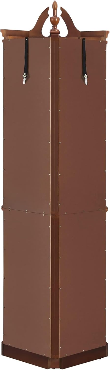 Lighted Curio Cabinet with Curved Top Finial, Wooden Corner Display Cabinet with Adjustable Tempered Glass Shelves Y413279