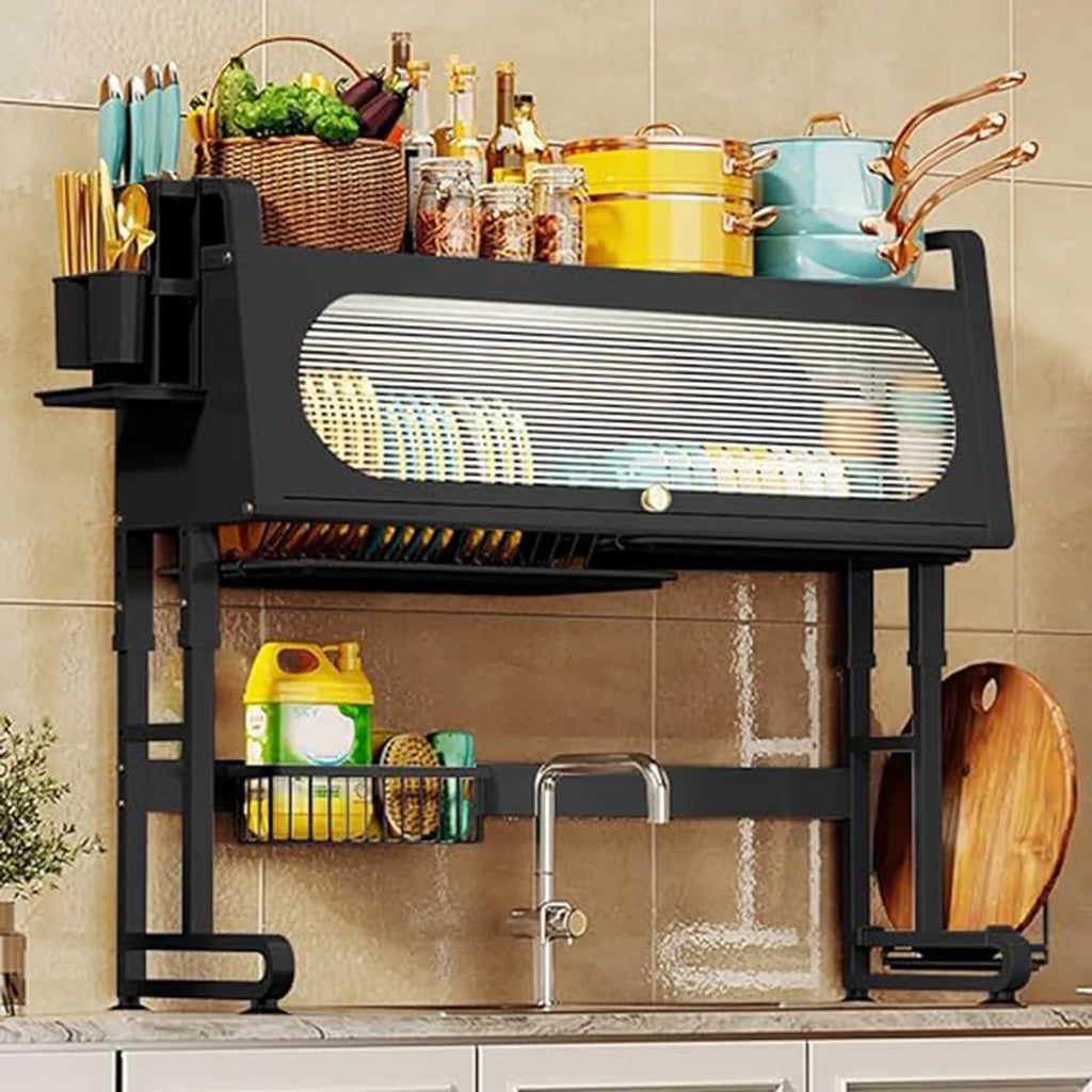 3 Tier Large Capacity Dish Rack Over Sink Black P4771