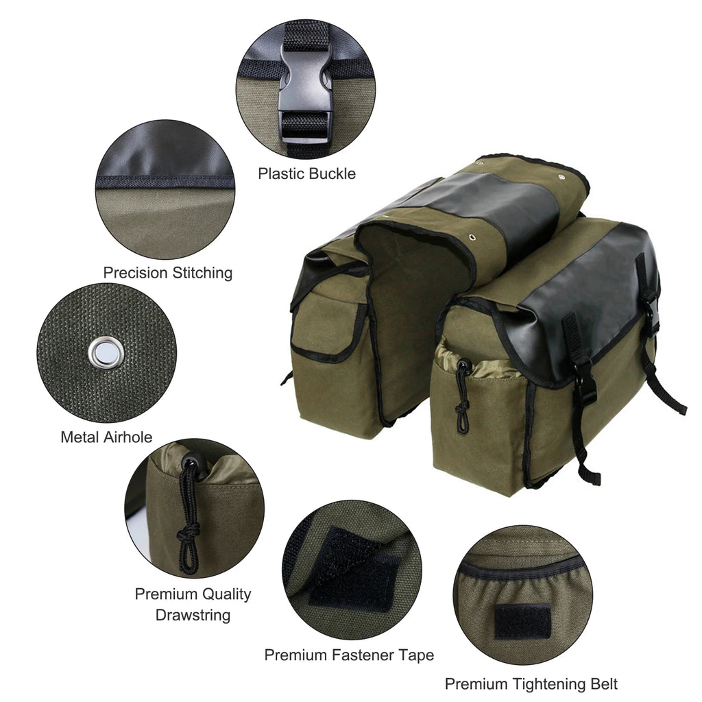 Large Capacity Canvas Waterproof Motorcycle Saddle Bag I250