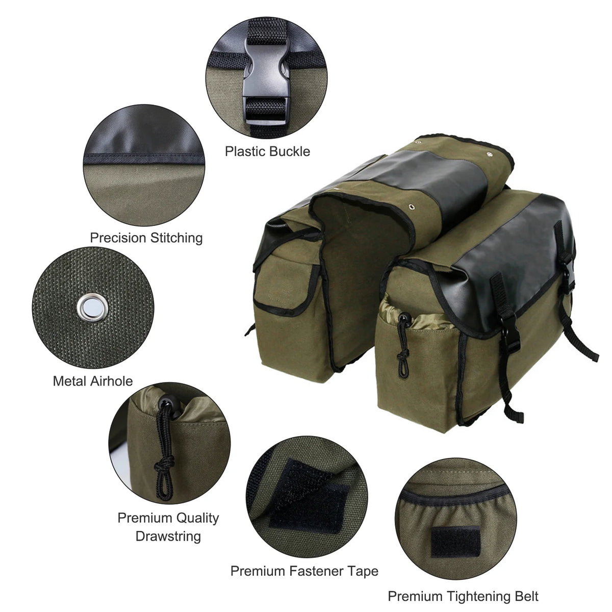 Large Capacity Canvas Waterproof Motorcycle Saddle Bag I250