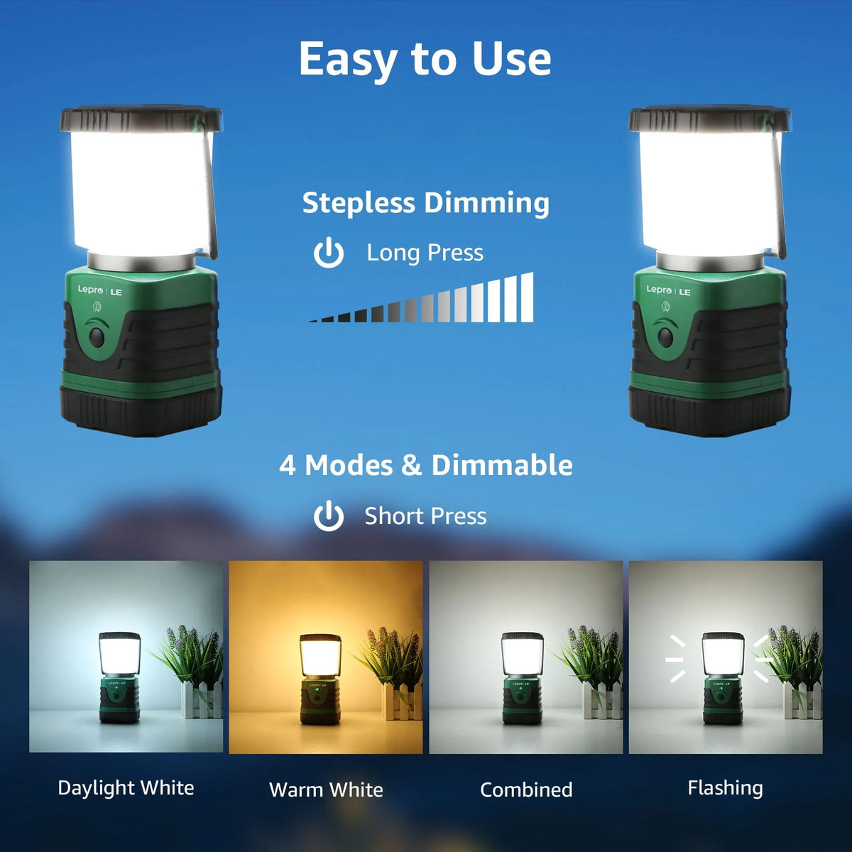 LED Camping Lantern Rechargeable 1000LM 4400mAh X11619