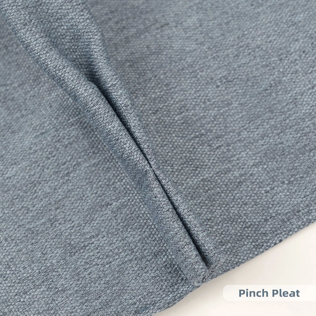 Dusty Blue Faux Linen Blackout Curtains 84 Inches 2 Panels Z151