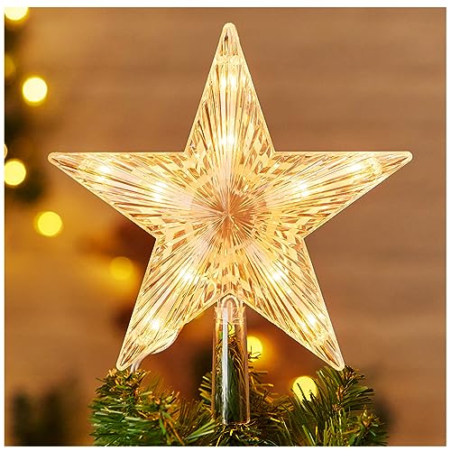 Christmas Tree Topper Star Lighted Bethlehem Hexagram 3D Pentagram Built-in 10 Bulbs Plug in I5528