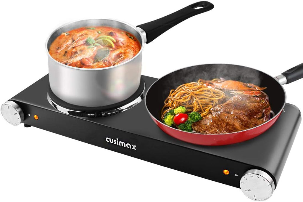 1800W Silver Stainless Steel Double Burner Electric Cooktop F704257