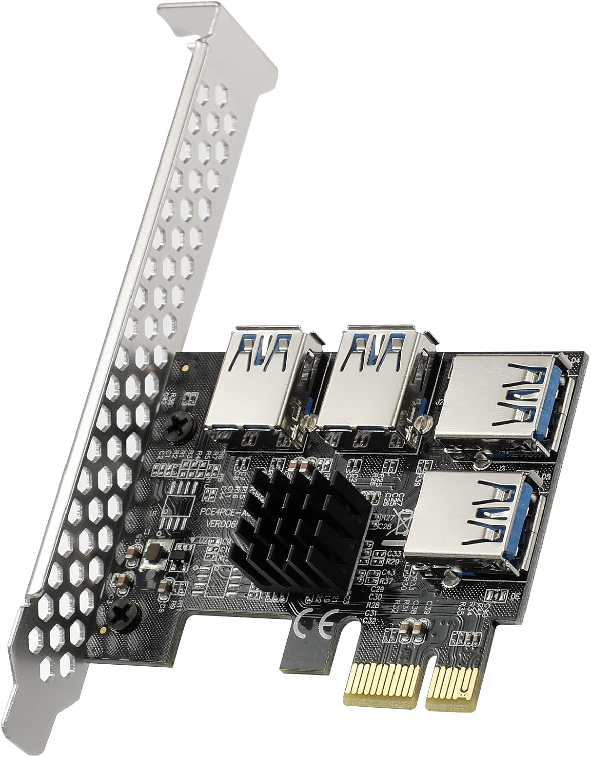 PCIE Riser with 6PIN SATA Power Cable and 60cm USB 3.0 Cable, 6 Pack N41197