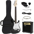 39in Full Size Beginner Electric Guitar Starter Kit with Case, Strap, Amp - Black E516