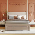 Beige Velvet Full Size Bed Frame with Storage Drawer G533