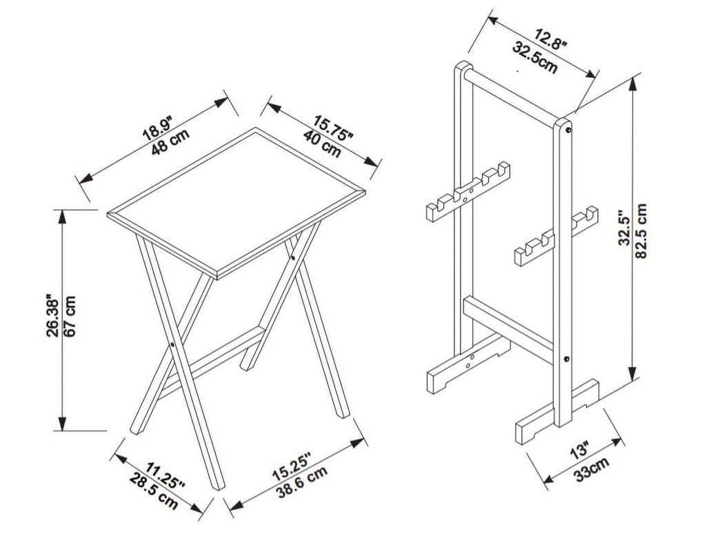 5-Piece Folding Tray Table Set with Stand, Gray P45736