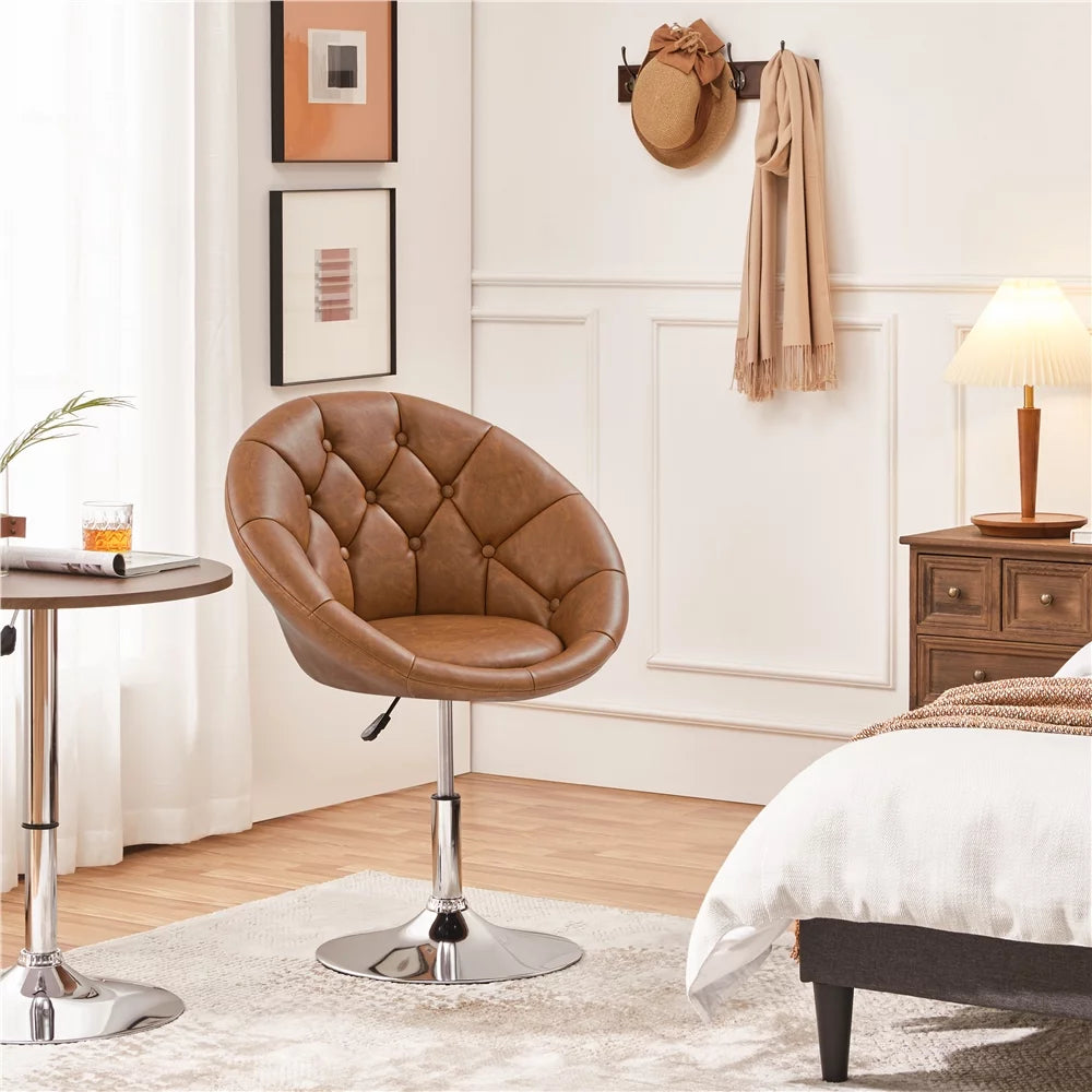 Upholstered Tufted Height Adjustable Swivel Barrel Chair C775