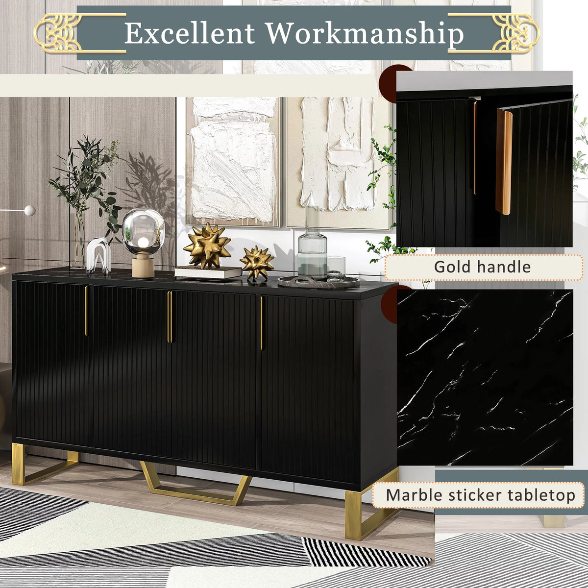Modern Sideboard with Four Doors and Adjustable Shelves P52131