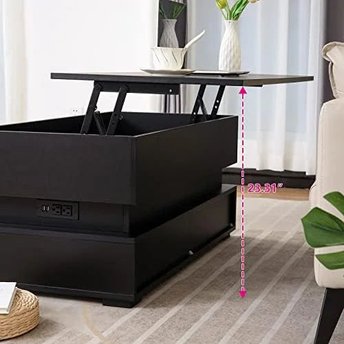 LED Lift Top Coffee Table with Charging Station W441