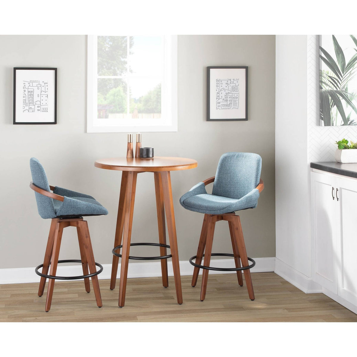 Blue Noise Fabric Counter Stool O229617