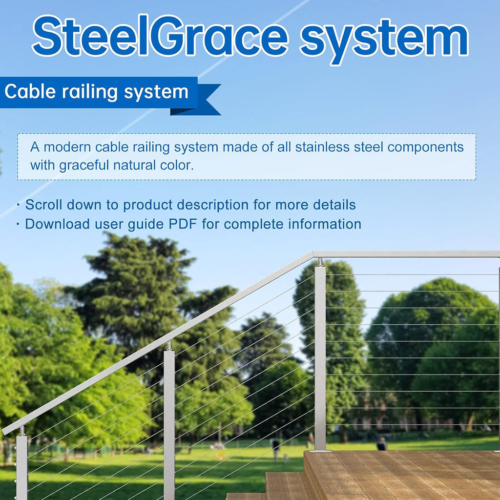 10Pack Cable Railing Kit Invisible 1/8" T316 Stainless Steel Swage Tensioner for Wood Metal Post Deck Stairs C30280