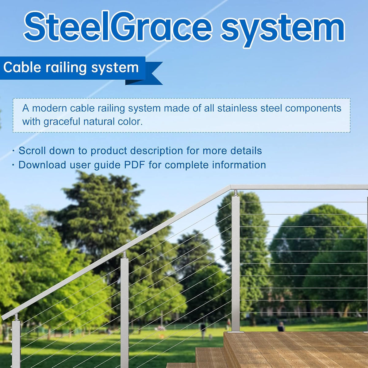 10Pack Cable Railing Kit Invisible 1/8" T316 Stainless Steel Swage Tensioner for Wood Metal Post Deck Stairs C30280