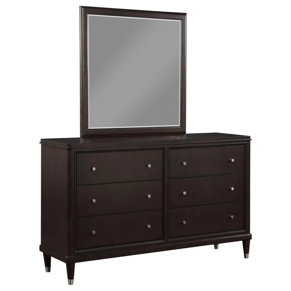 Brown 6-drawer Dresser with Mirror M728