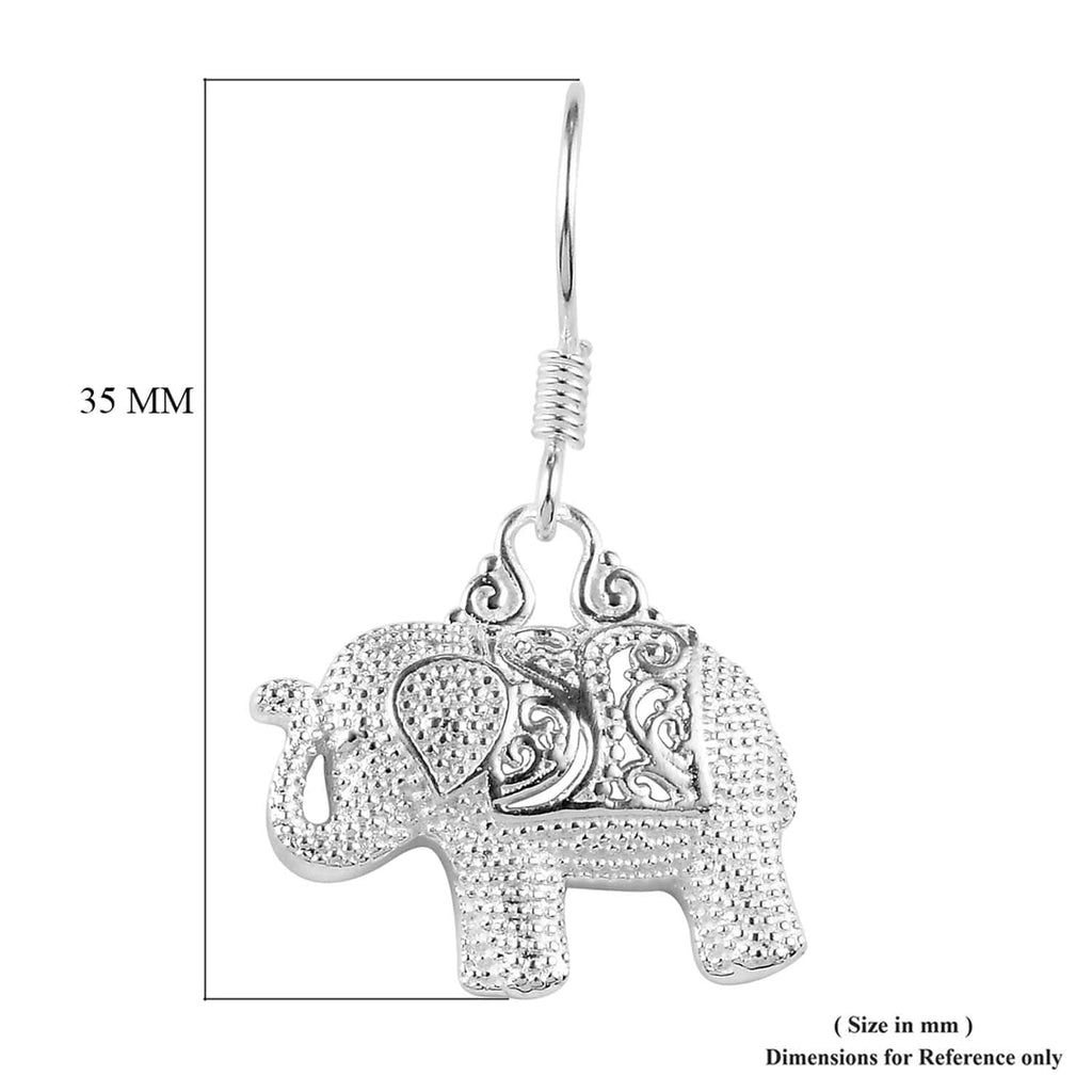 Sterling Silver Elephant Dangle Earrings S652