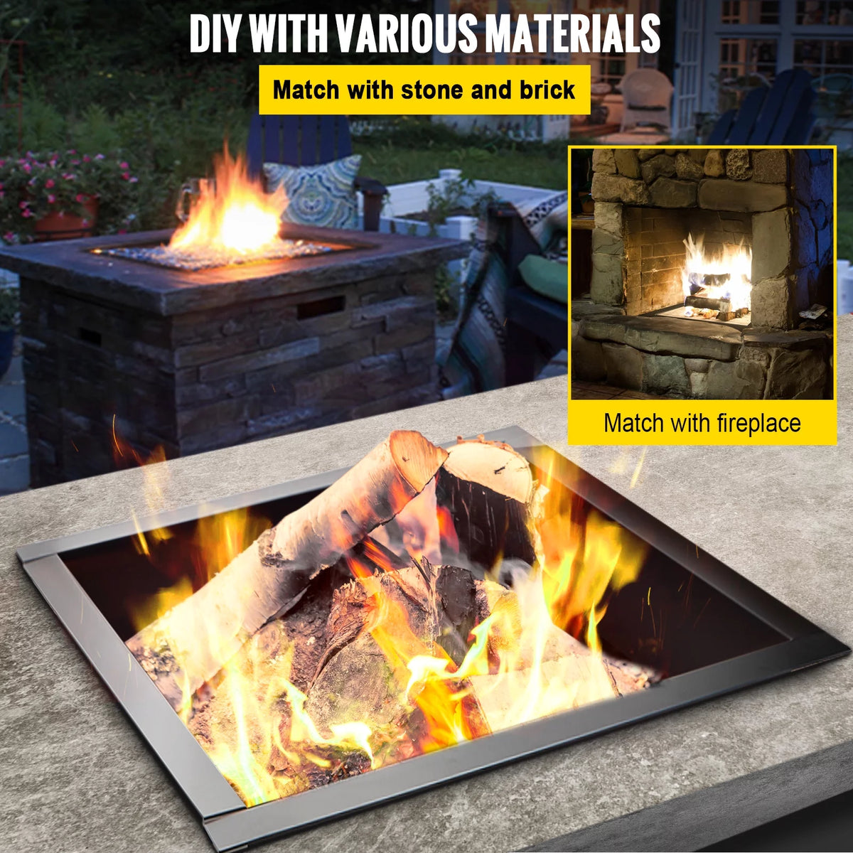 30" Square Heavy Duty Steel Fire Pit Ring C110