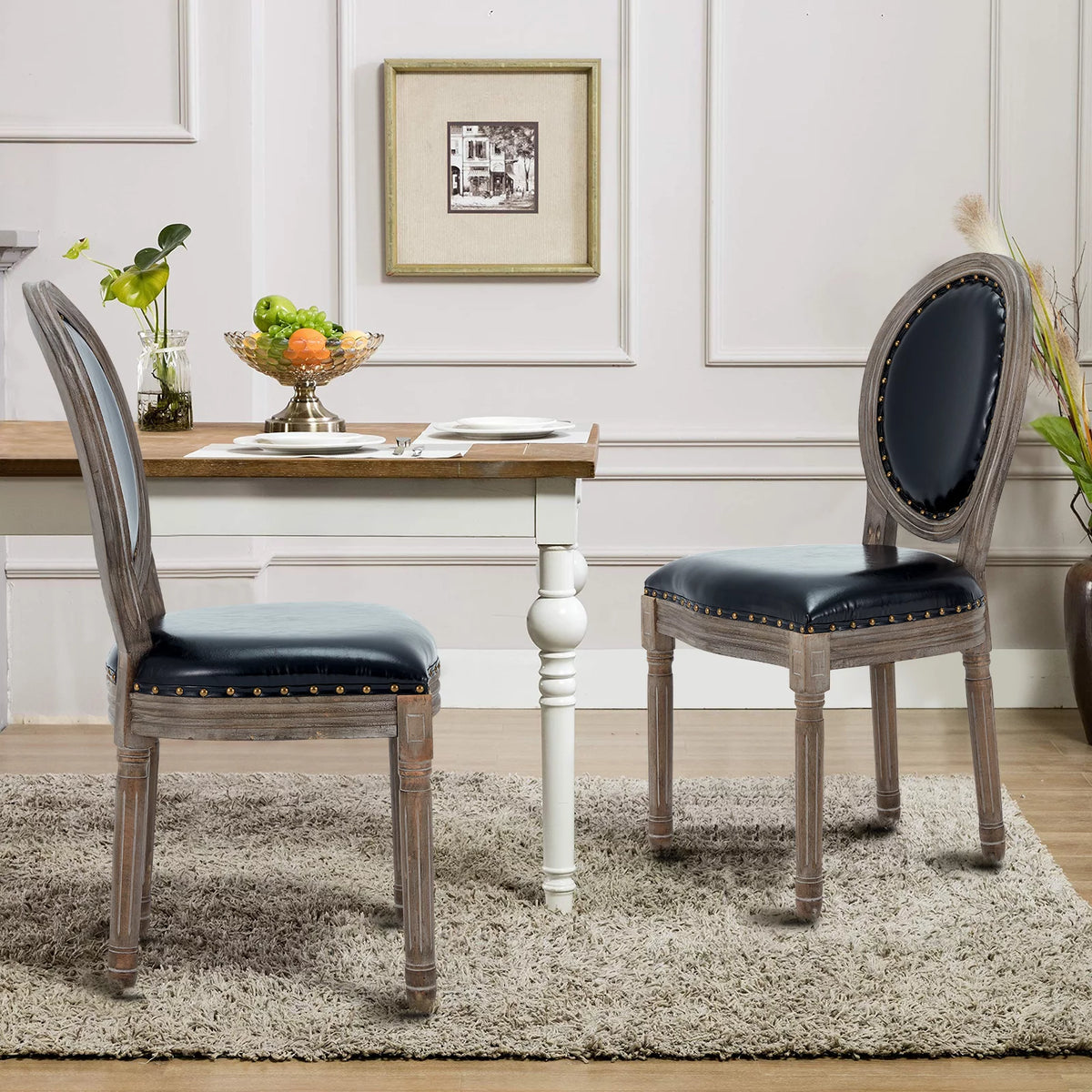 Brown Leather Dining Chairs Set of 2 G8531
