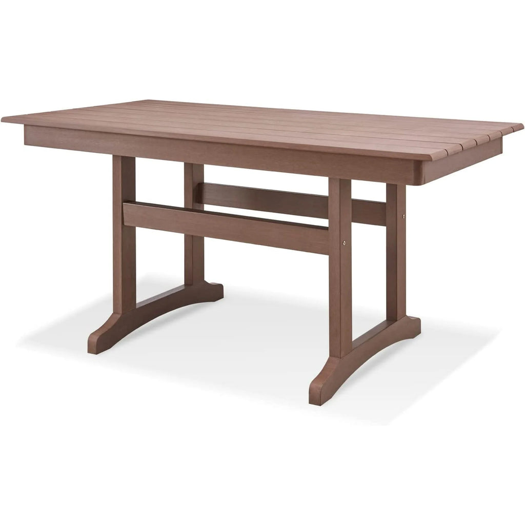Brown 6-Person Poly Lumber Outdoor Dining Table D7620