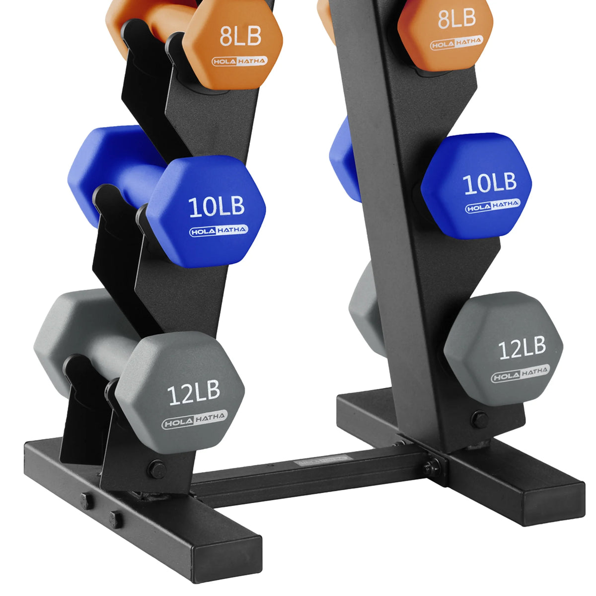 3, 5, 8, 10, & 12 lb Neoprene Hexagon Dumbbell Weight Set with Stand X443