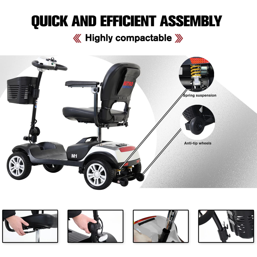 Powered Folding Mobility Scooter with Basket & Headlight U997