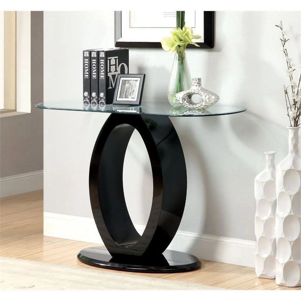 Black 3-Piece Tempered Glass Top Coffee Table Set Q134985