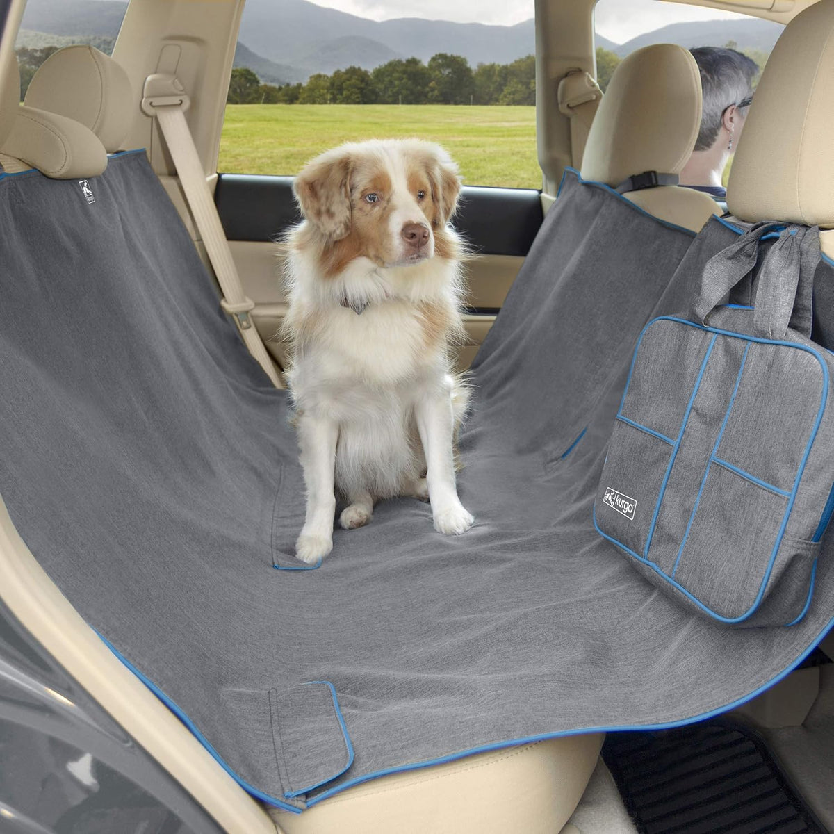 Khaki Heather Charcoal Grey Dog Car Hammock Seat Cover Pack of 2 I958497
