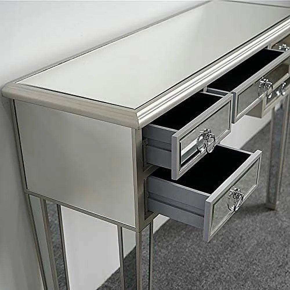 Mirrored Console Sofa Table with Silver Finish W99042