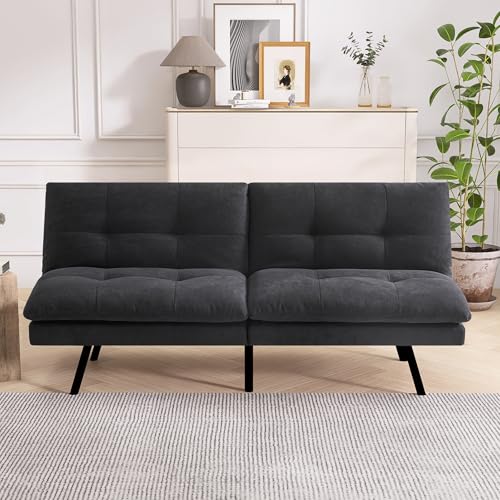 Faux Leather Memory Foam Convertible Futon Sofa Bed R988