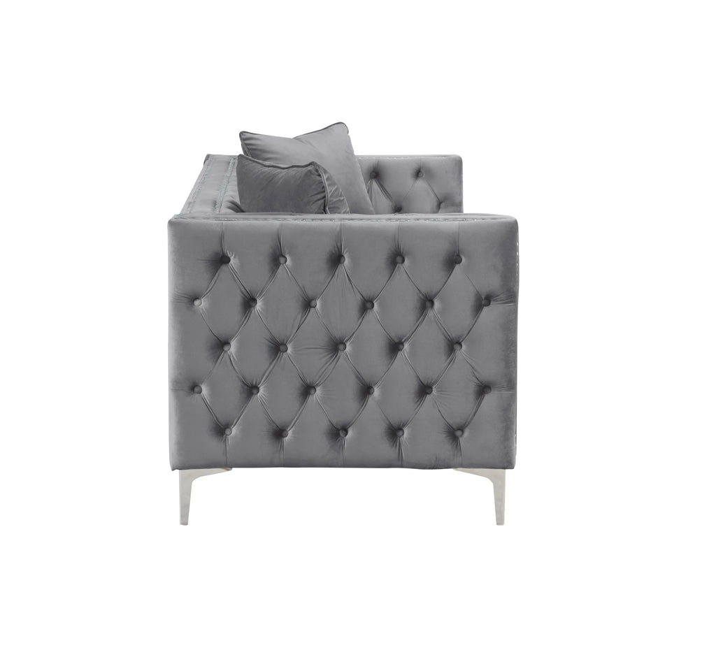 Gray Velvet 3 Pieces Loveseat and 2 Armchairs A5113