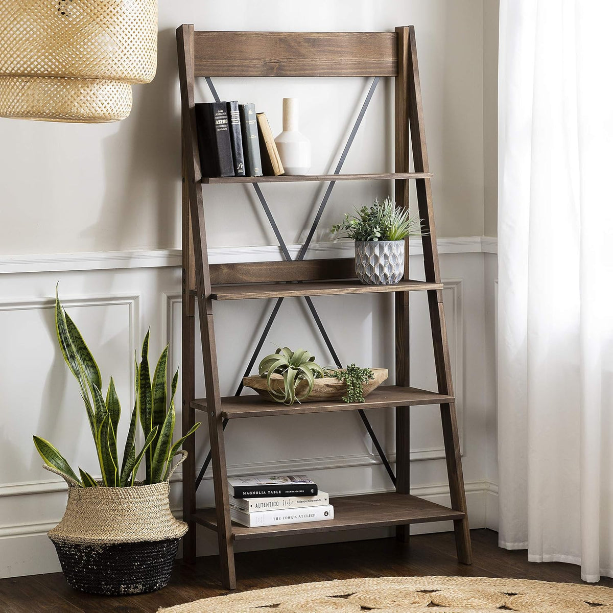 4 Shelves Brown Wood Bookcase B186