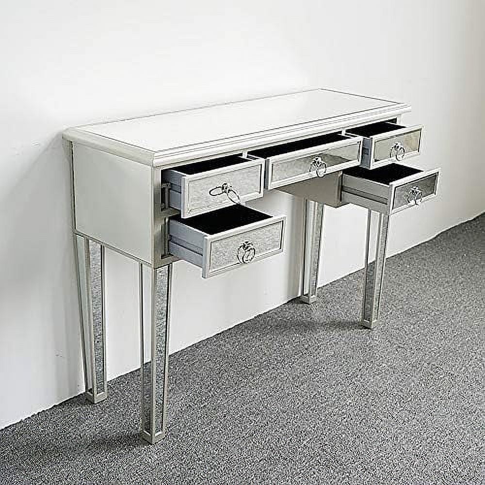 Mirrored Console Sofa Table with Silver Finish W99042
