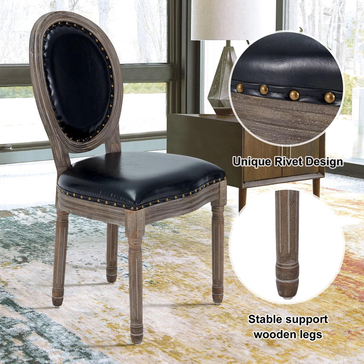 Brown Leather Dining Chairs Set of 2 G8531