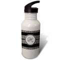 Black White Ocelot Animal Print 21 oz Sports Water Bottle V793
