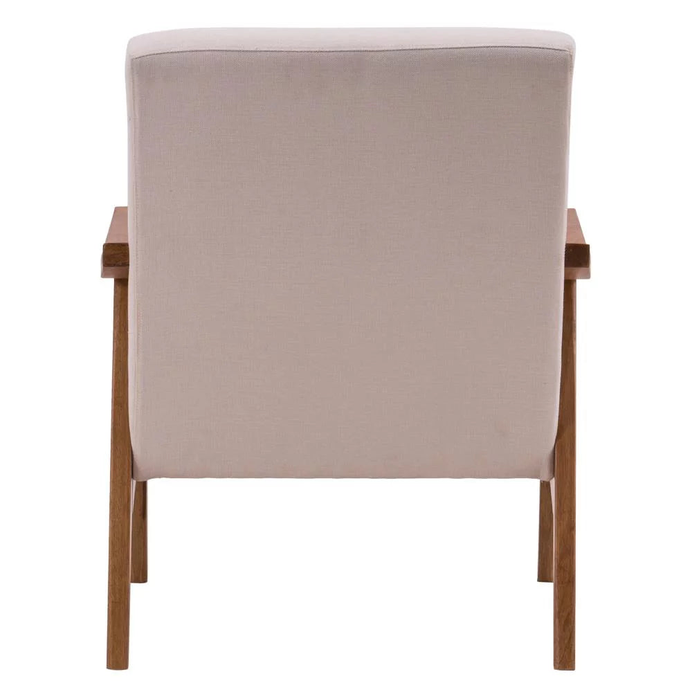 Beige Accent Chair with Wood Legs C4851