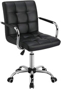Black Ribbed PU Leather Office Chair with Wheels U9663