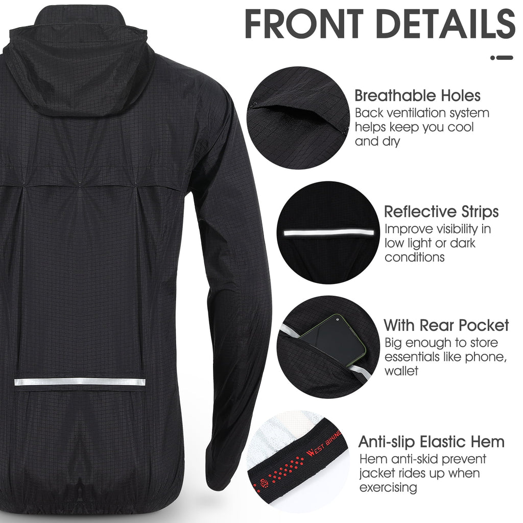 Black Windproof Cycling Jacket S10587