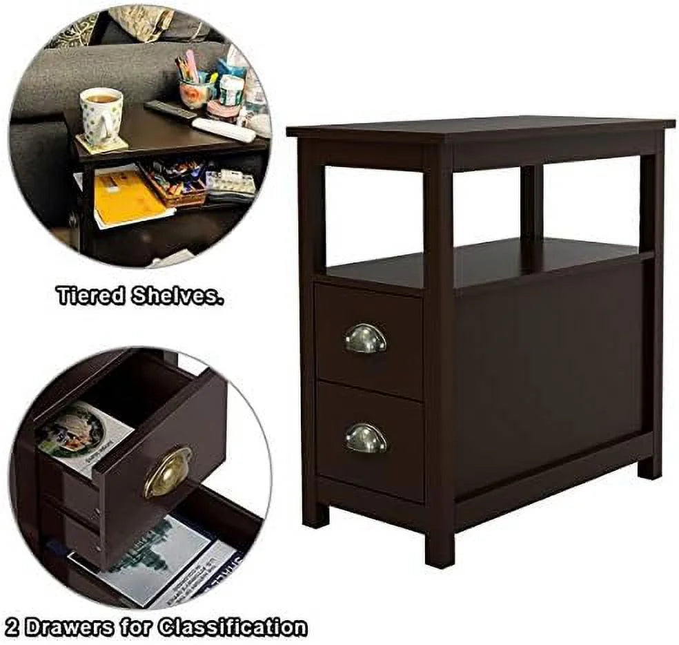 End Table with 2 Drawer and Open Nightstand M2419