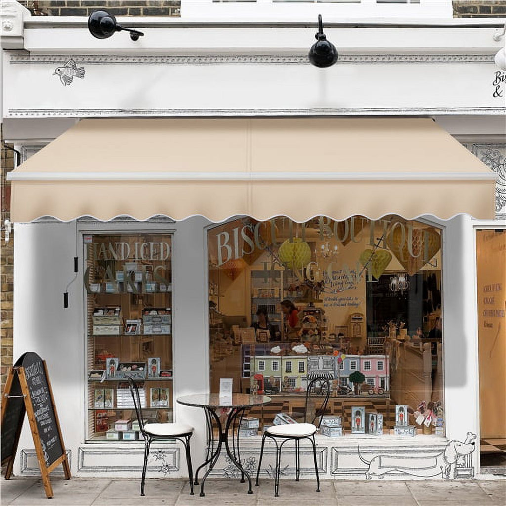 Beige Manual Retractable Outdoor Patio Awning Z659582